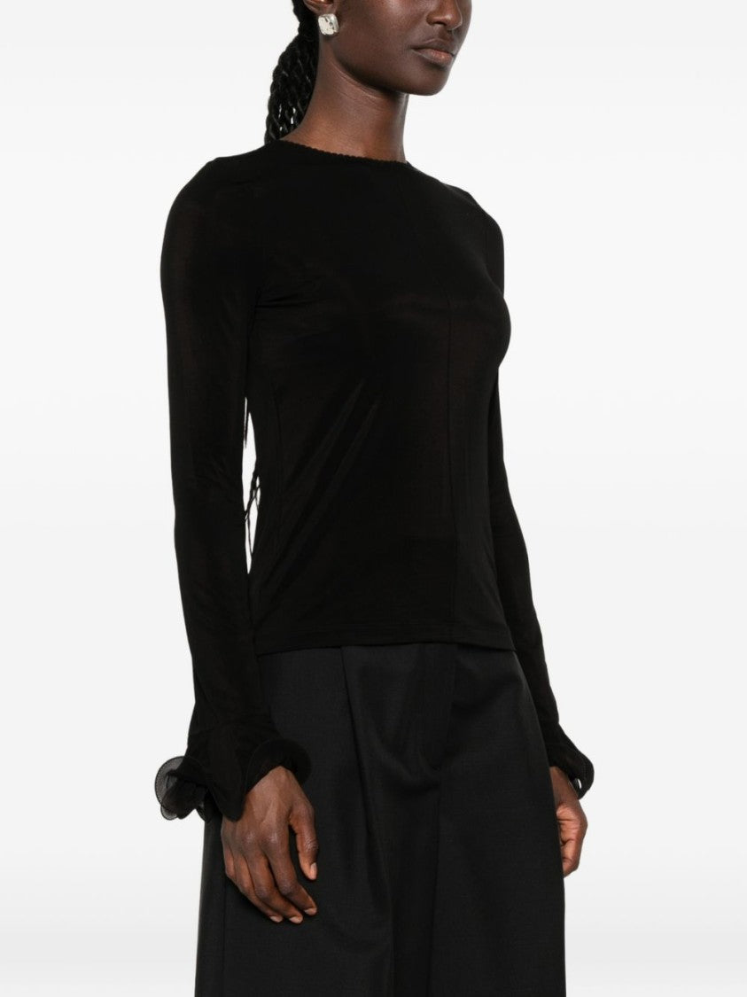 Moschino Crew Neck Top With Ruffled Cuffs
