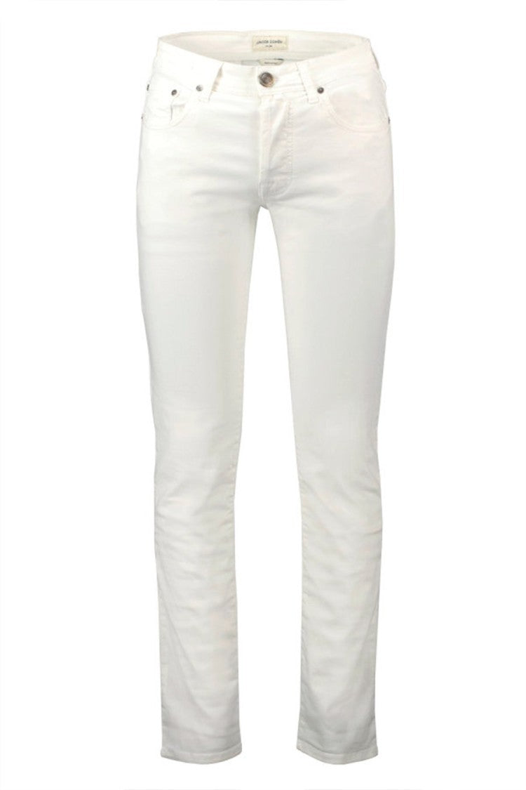 Jacob Cohen White Slim-Fit Five-Pocket Cotton-Blend Pants