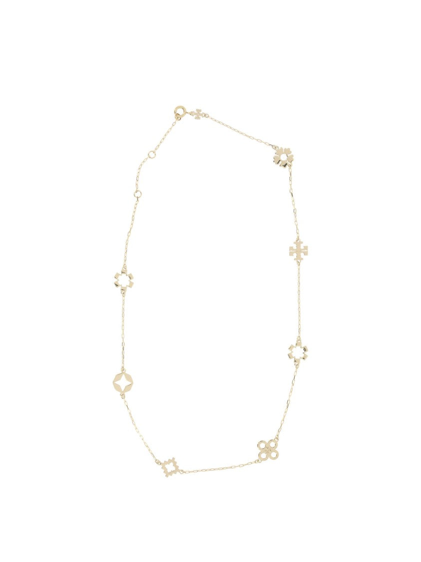 Tory Burch Geometric Motif Necklace With Cubic Zirconia Accents