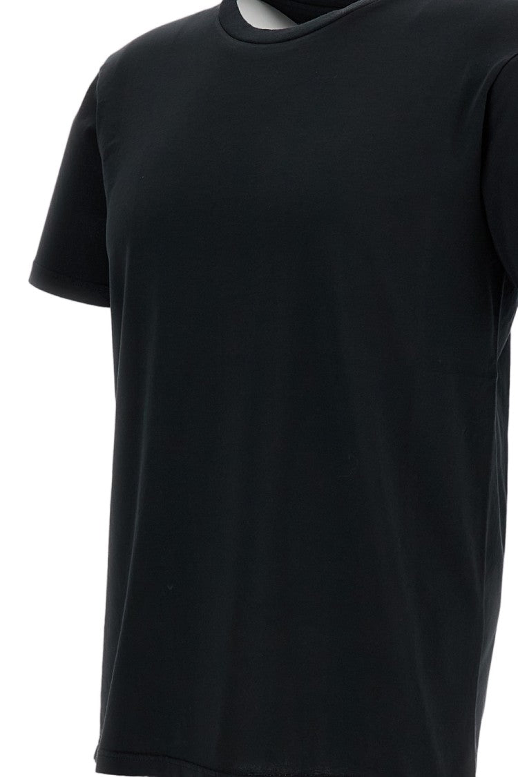 Rier Black Fitted Crew-Neck Cotton T-Shirt