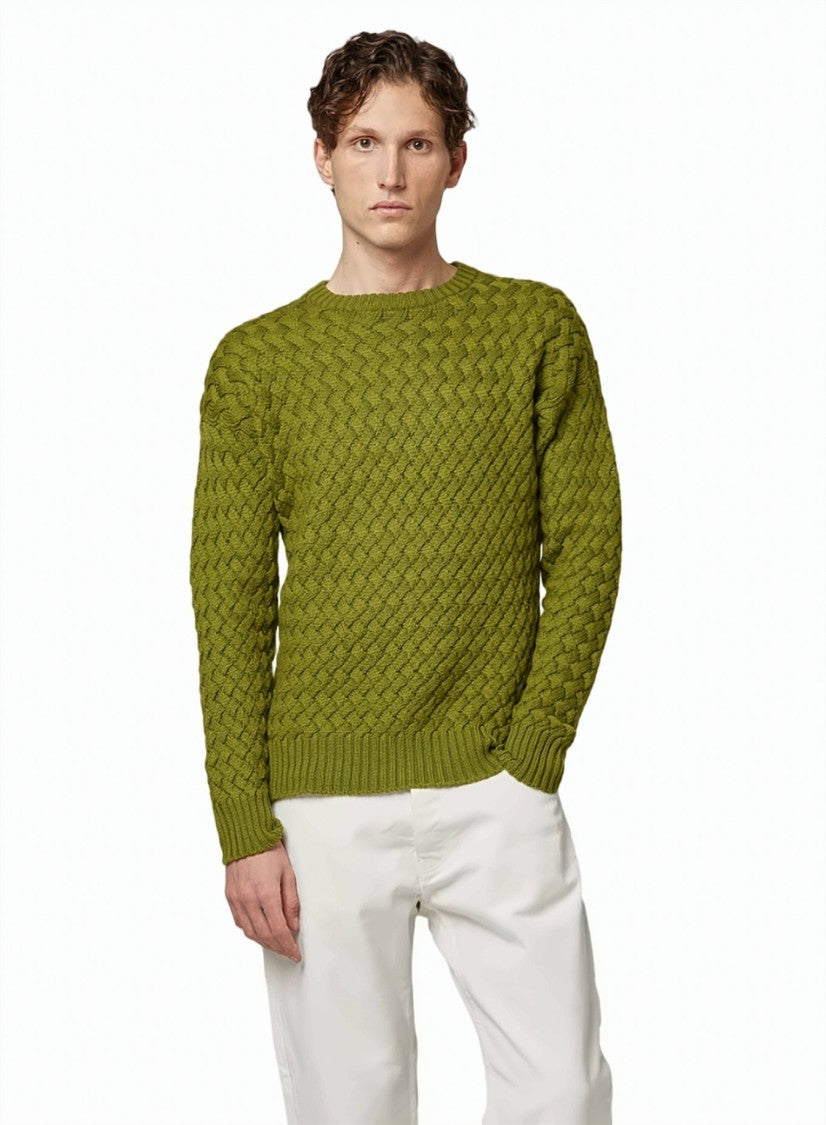 Alpha Studio Merino Wool Diamond Pattern Ribbed Sweater