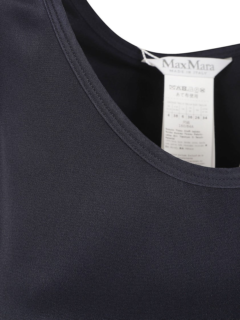 Max Mara Lustrous Silk Sleeveless Top With Classic Round Neckline