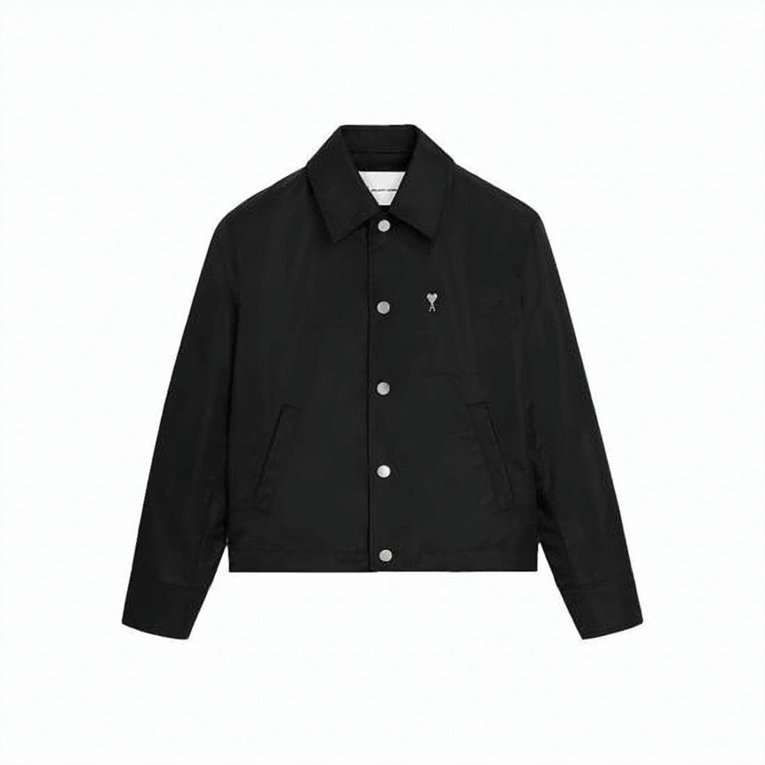 Ami Paris Nylon Jacket With Metallic Stud Buttons And Minimalist Design