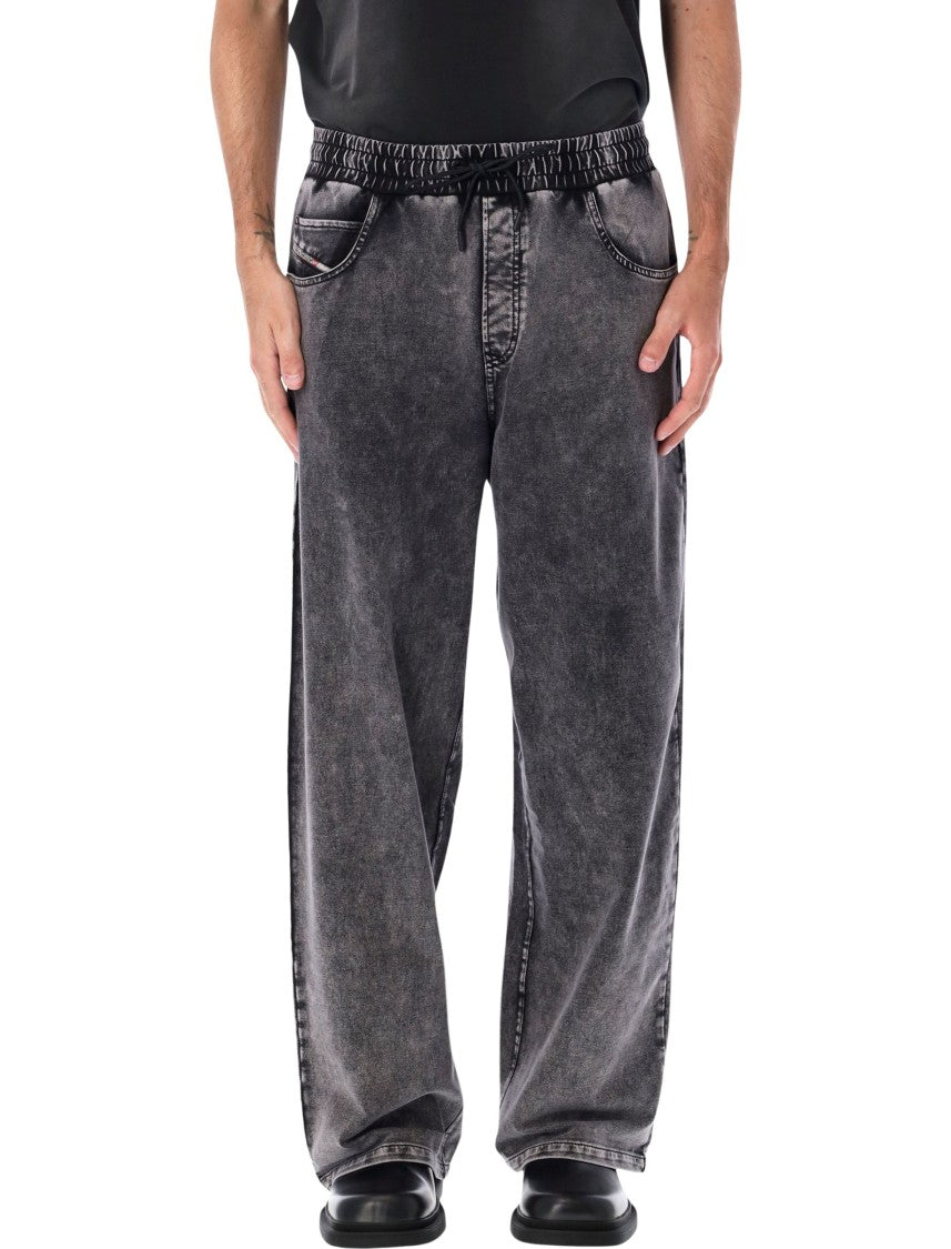 Diesel Washed Black Relaxed Drawstring Sweatpants