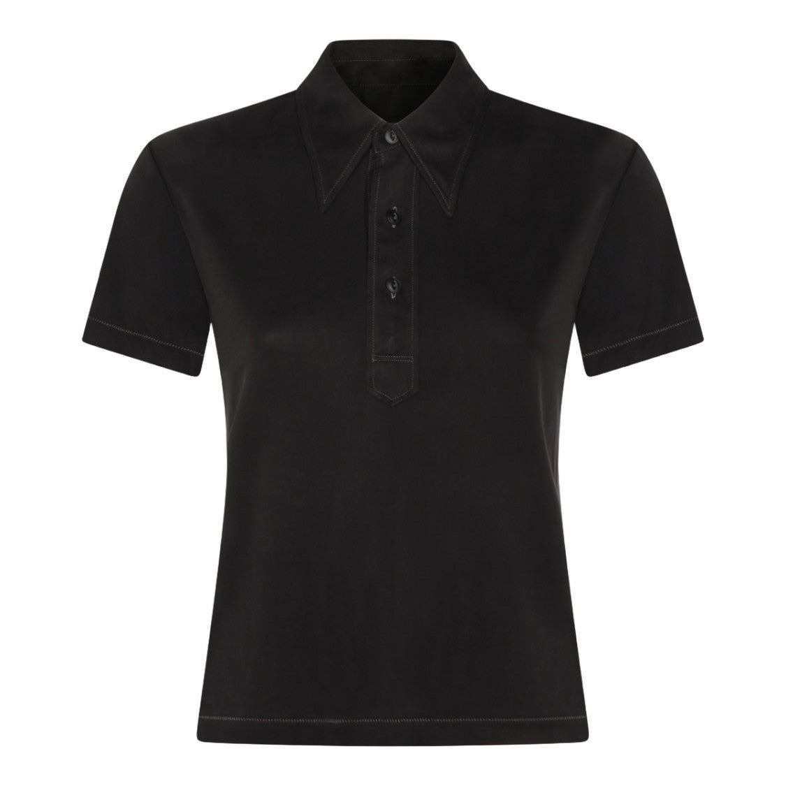 Maison Margiela Black Short-Sleeve Polo Shirt With Pointed Collar