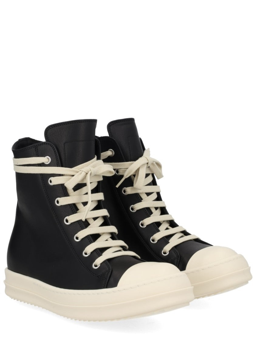 Rick Owens Black Back Zipper Ridged Sole Sneakers