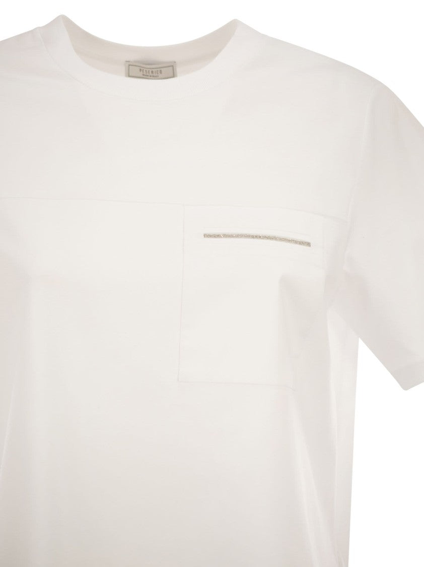 Peserico Stretch Cotton T-Shirt With Pocket