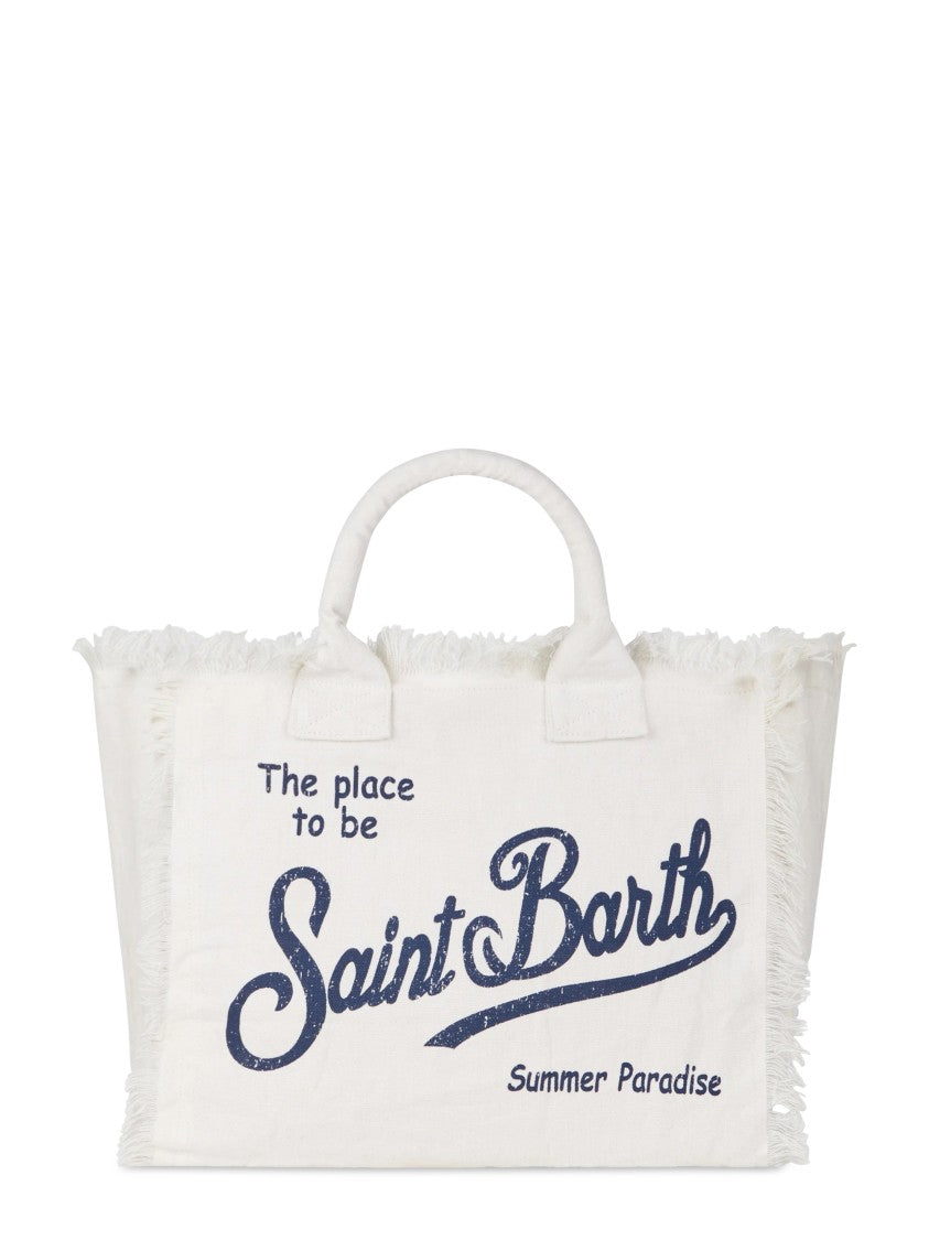 Mc2 Saint Barth Linen Shoulder Bag With Textured Surface