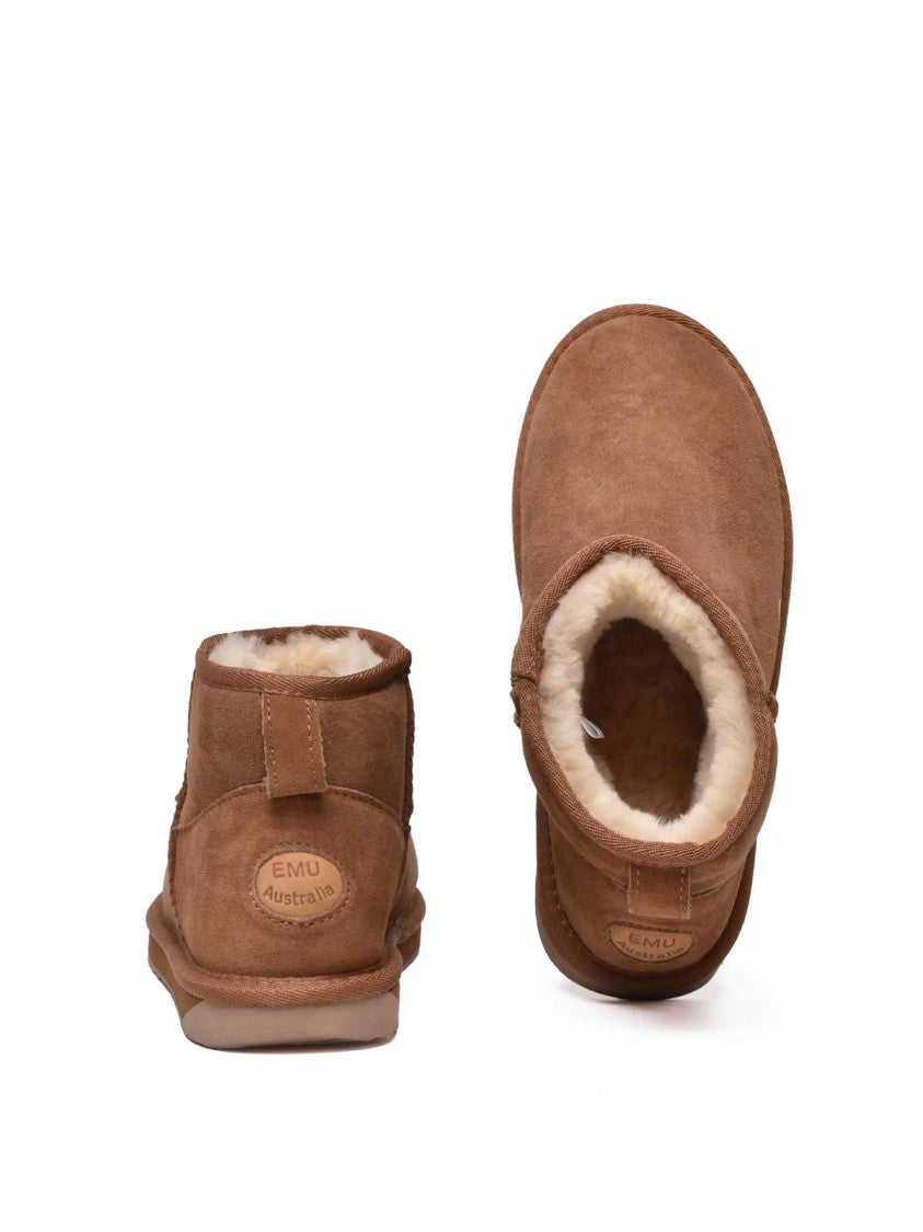 Emu Australia Brown Leather Fur Stinger Micro Ankle Boots