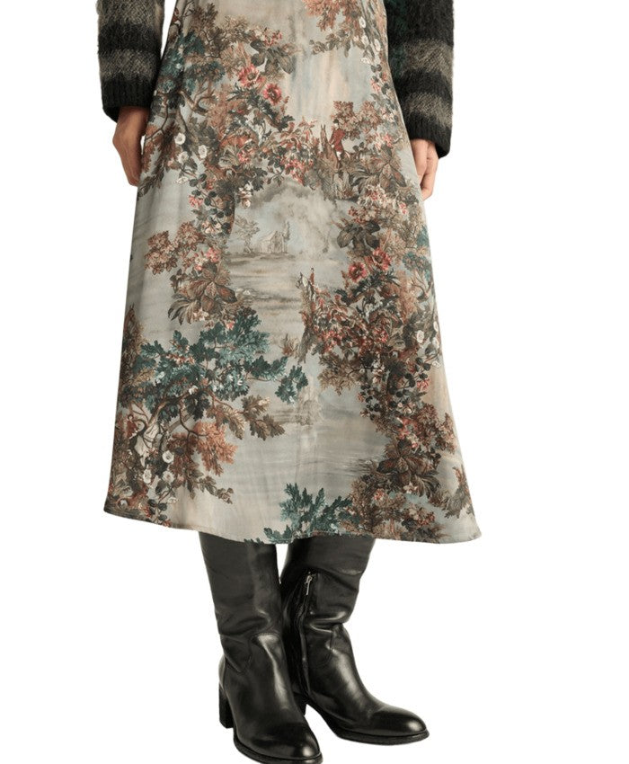 Momonì Scenic Midi Skirt With Natural Motifs