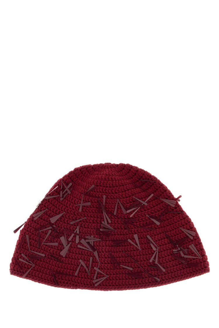 Alanui Textured Deep Red Wool Blend Beanie