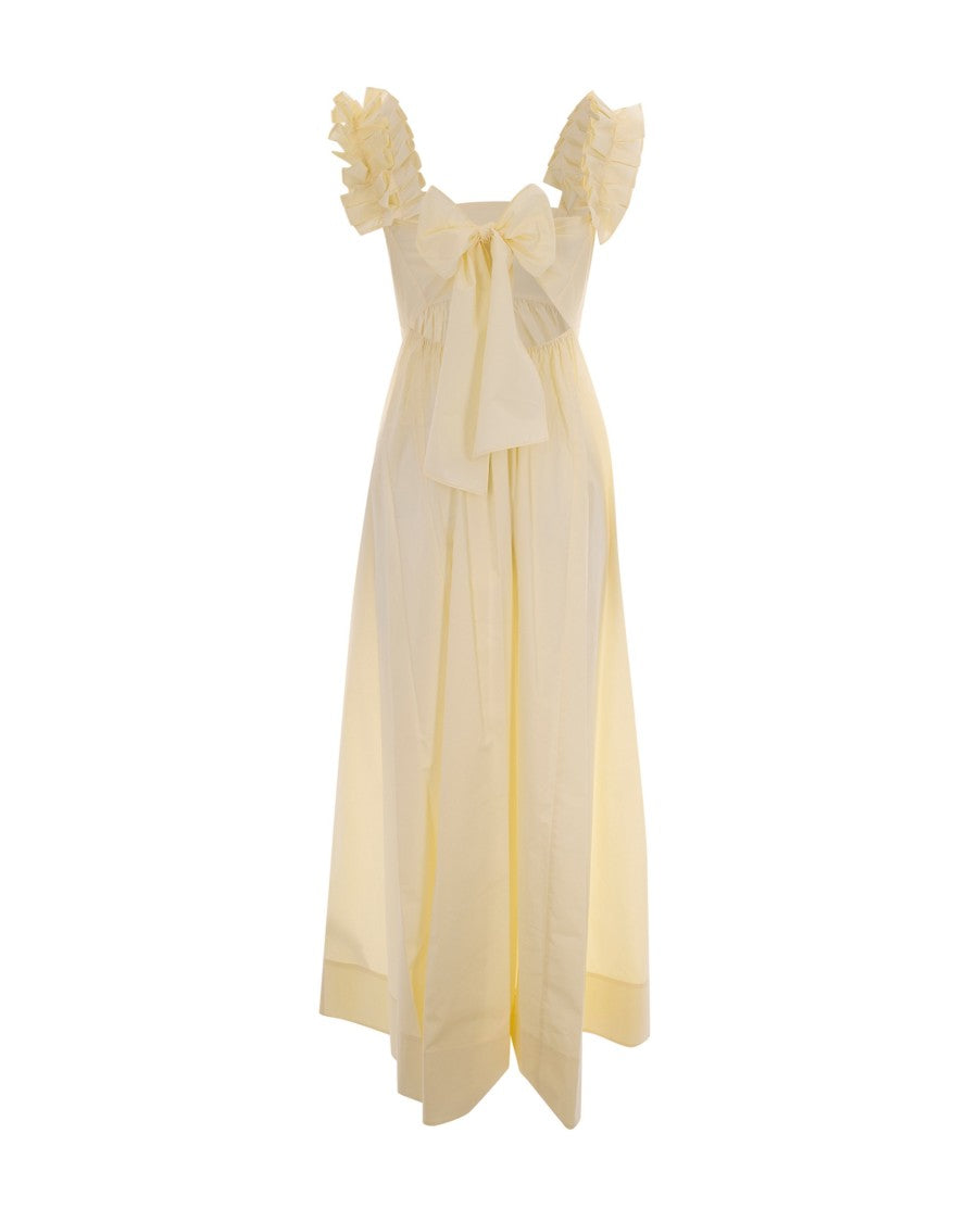 Liu Jo Structured Maxi Dress With Ruffled Shoulder Straps And Bow Detail