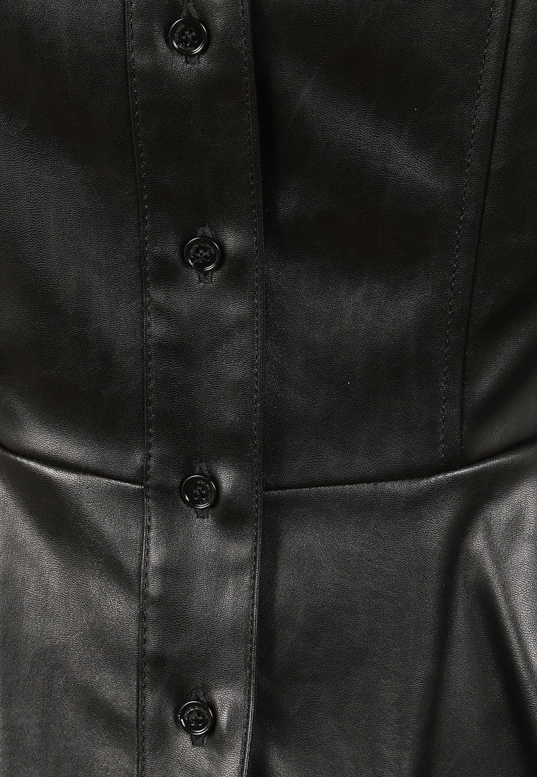 Elisabetta Franchi Asymmetrical Peplum Synthetic Leather Shirt