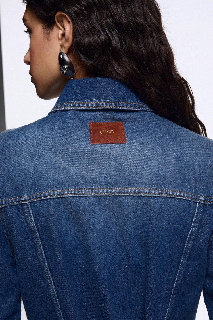 Liu Jo X Capsule 1 Elodie Dark Blue Denim Shirt Mini Dress