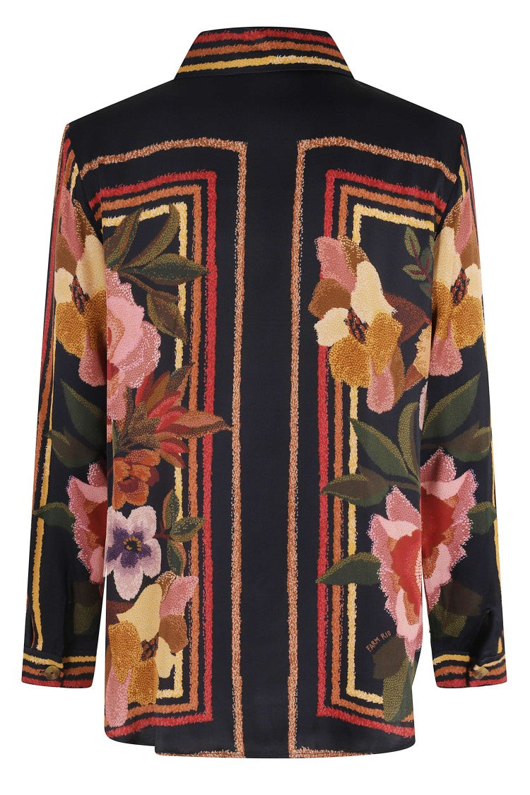 Farm Rio Chenille Floral Pattern Button-Up Shirt