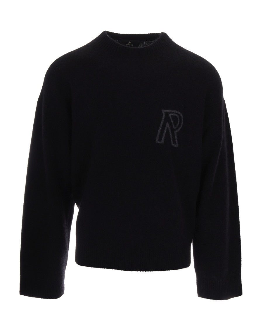 Represent Loose-Fit Black Knit Sweater With Embroidered Logo