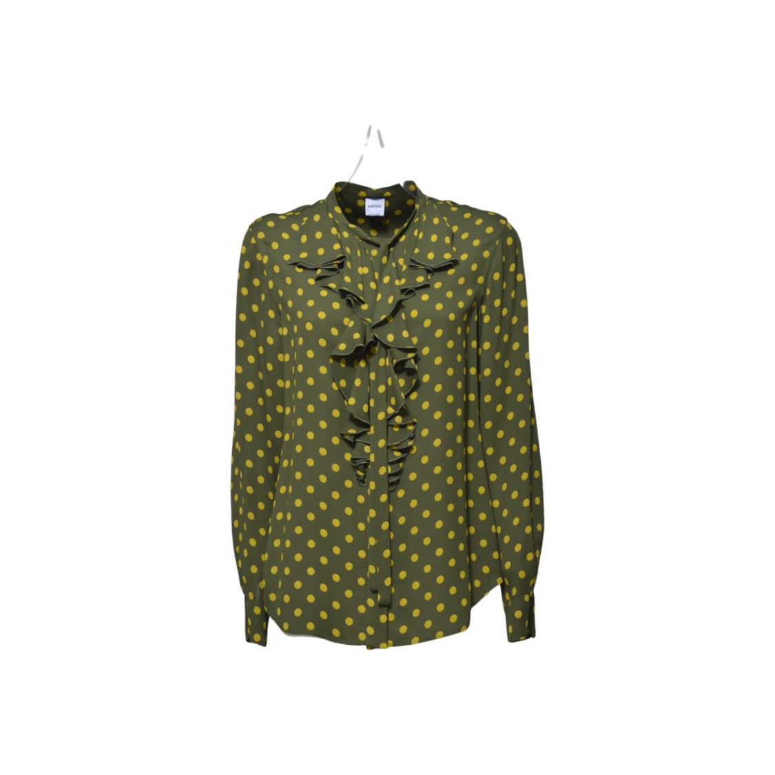 Aspesi Green Crepe Blouse With Ruffles