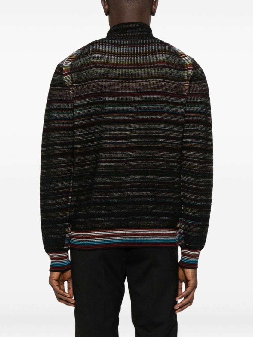Paul Smith Fitted High-Neck Multicolour Stripe Paul Smith Sweater
