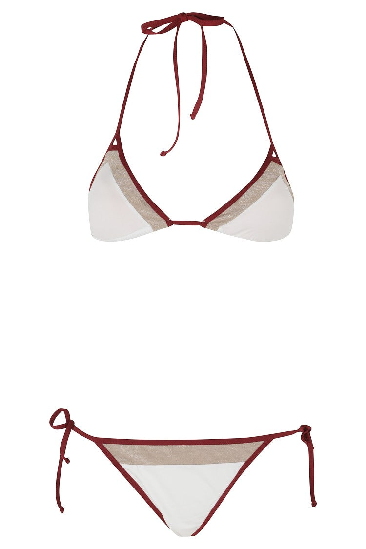 Iv.Am Raquel White Burgundy Triangle Lycra Bikini