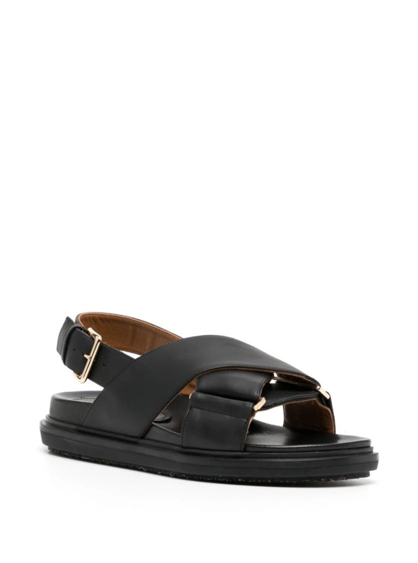 Marni Cross-Strap Calf Leather Sandals