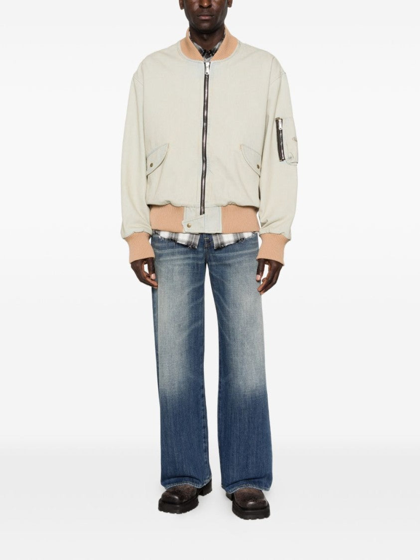 Vivienne Westwood Light Blue Casual Jacket With Ribbed Trim And Functional Pockets
