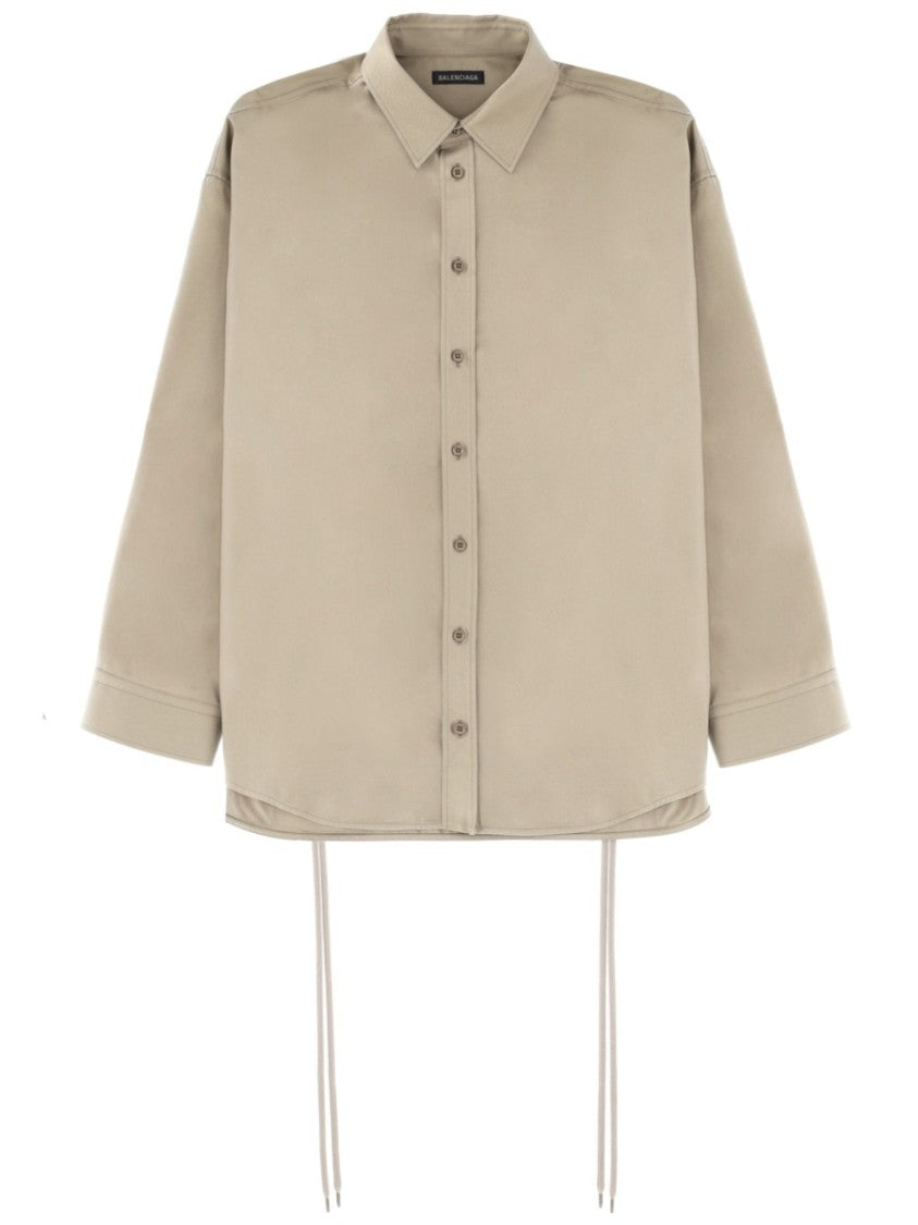 Balenciaga Oversized Lace-Tie Cotton Shirt