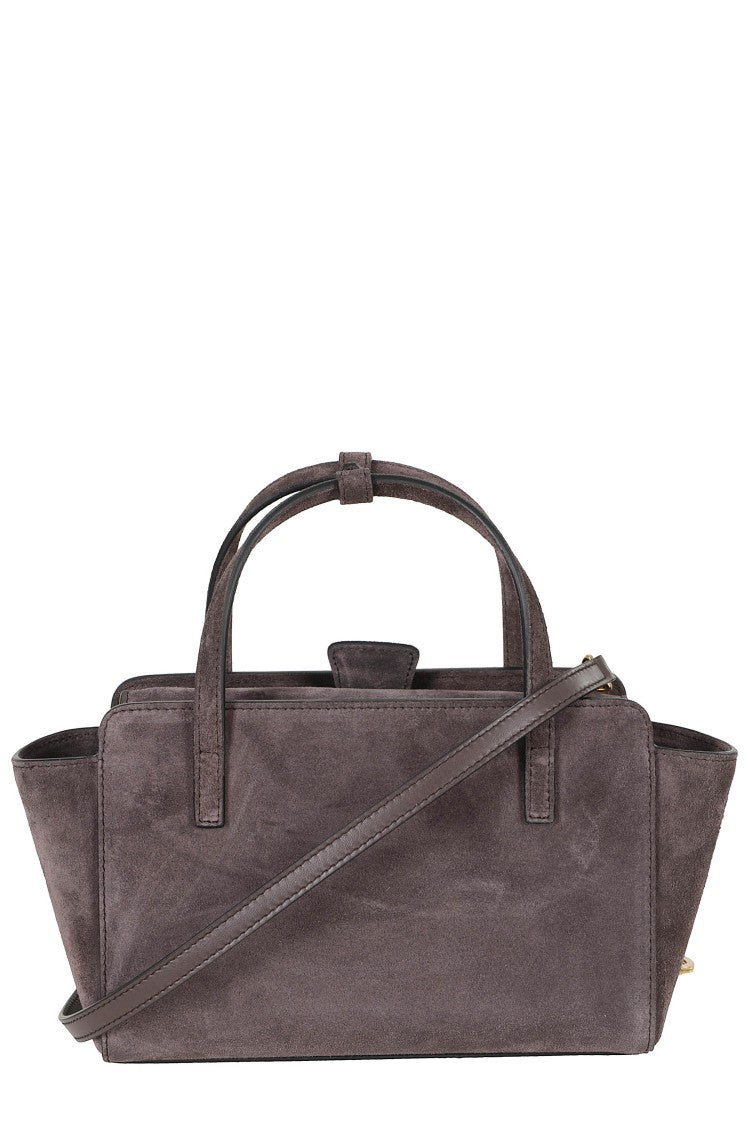 Hidesins Gray Small Suede-Finish Flap S Pocket Leather Shoulder Bag