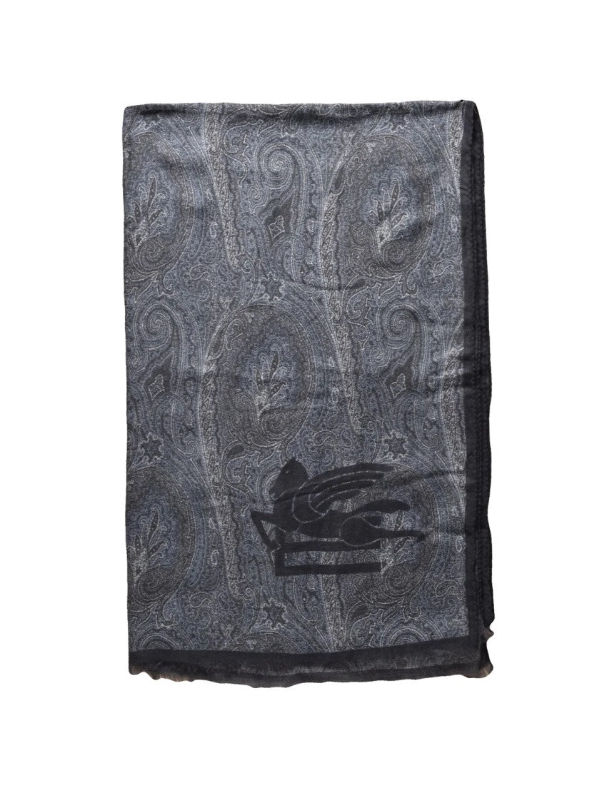 Etro Black Modal-Blend Paisley Scarf