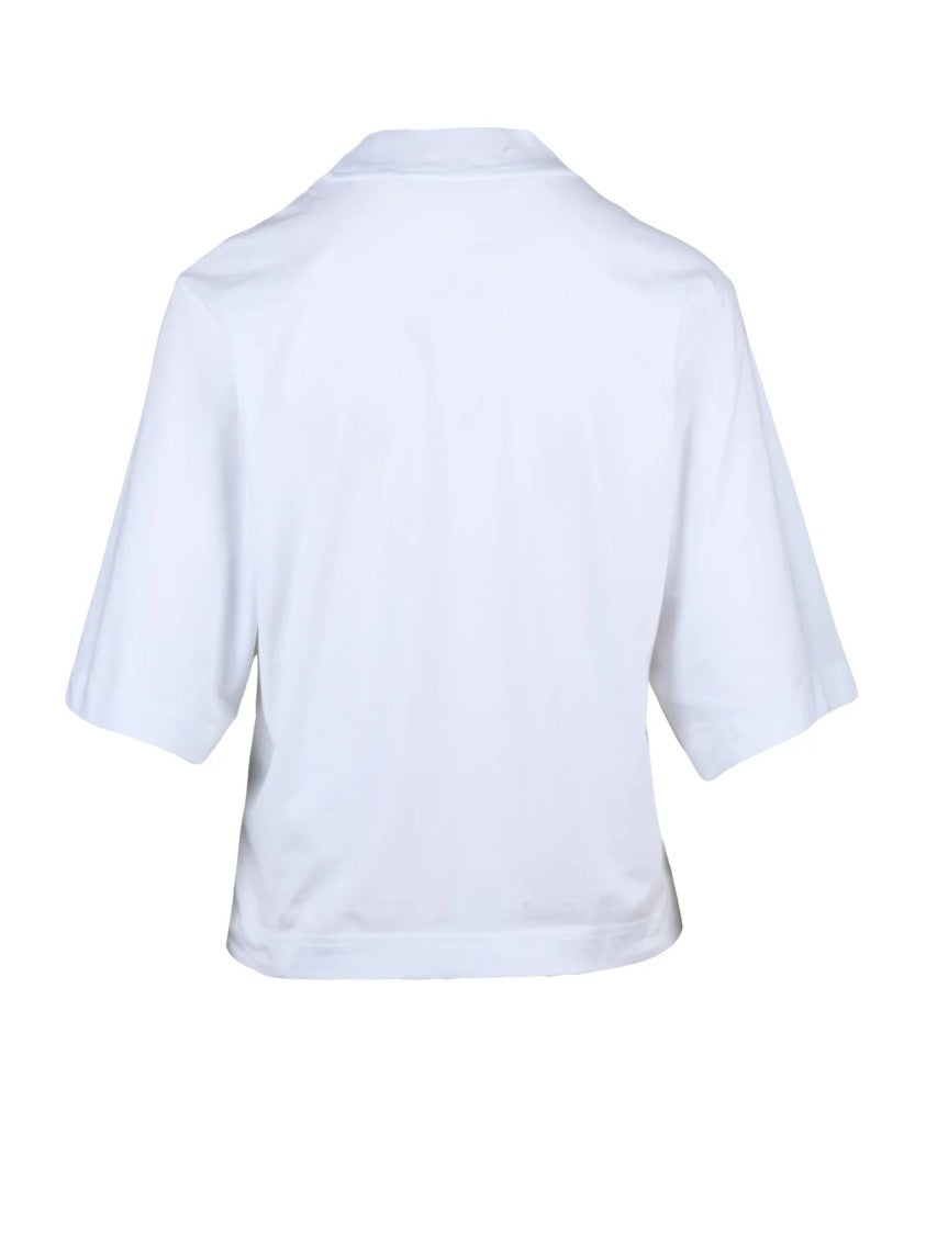 Palm Angels White Cotton-Blend Cropped T-Shirt