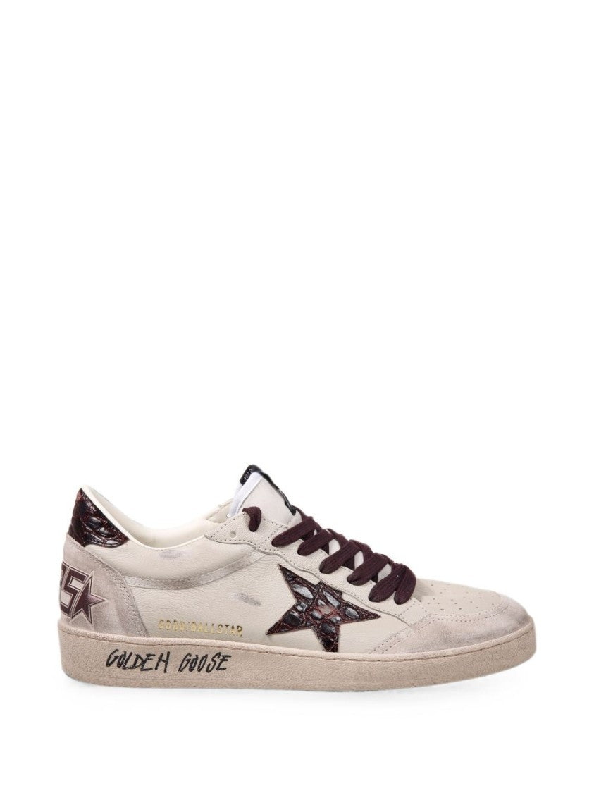 Golden Goose Distressed Off-White Glossy Star Low-Top Sneakers