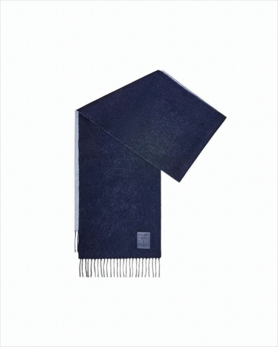 Loewe Reversible Wool And Cashmere Scarf With Fringed Ends