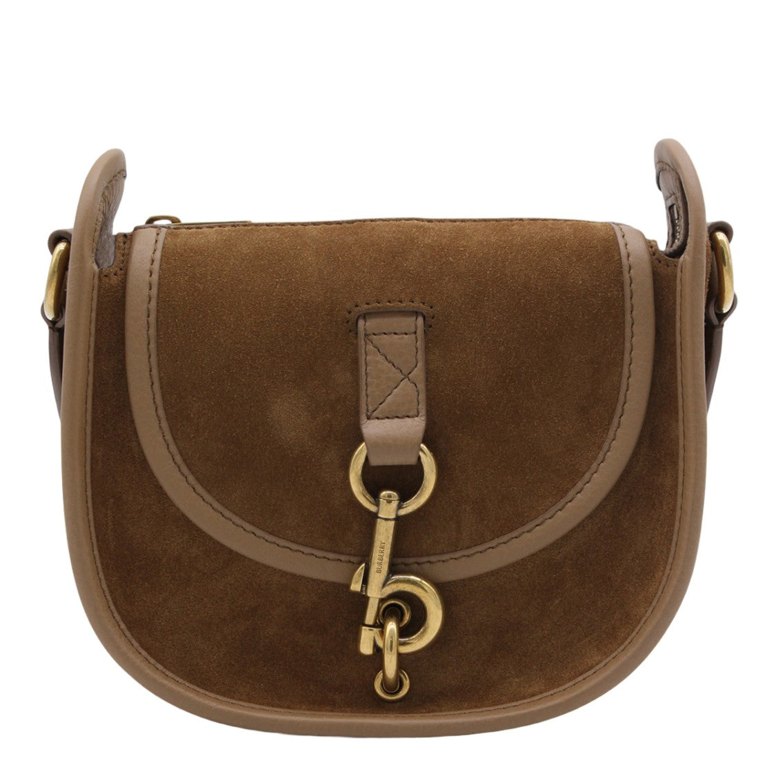 Burberry Rounded Saddle Bag In Rich Brown Suede