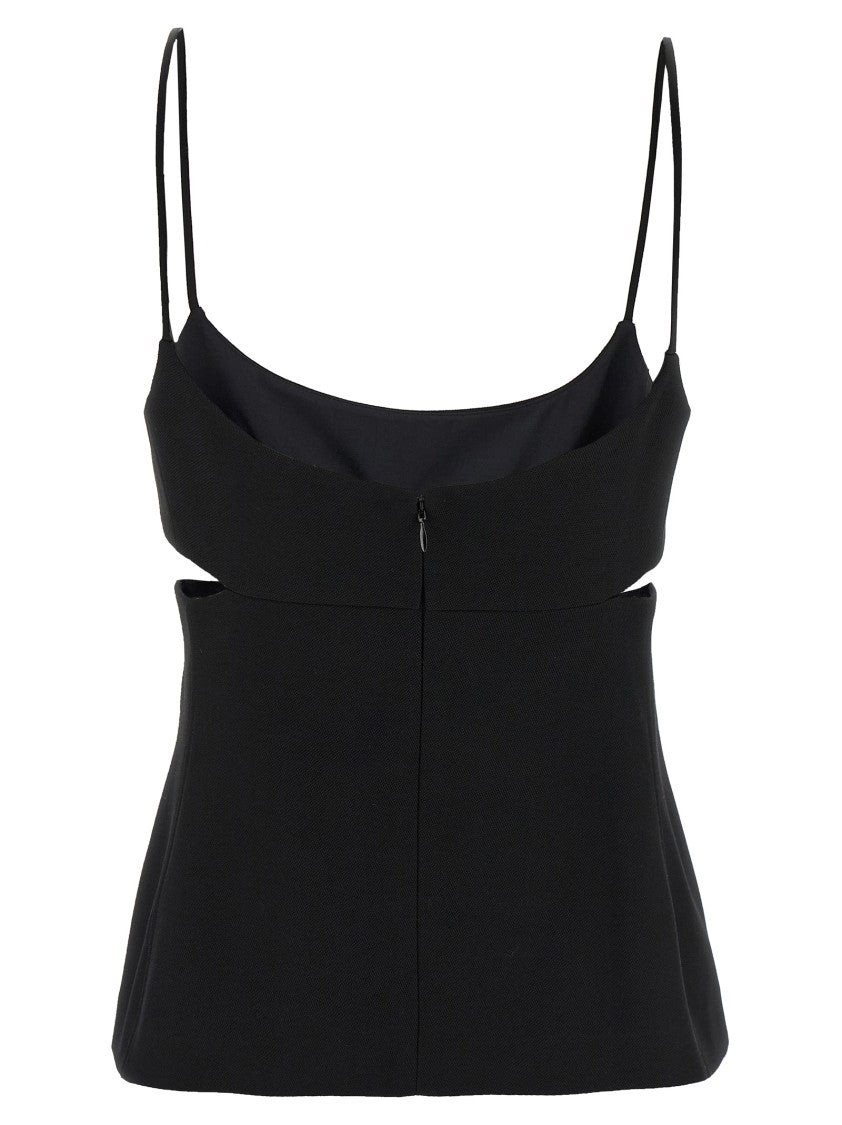 Victoria Beckham Grain Depoudre Blend Cut-Out Cami With Balloon Neckline