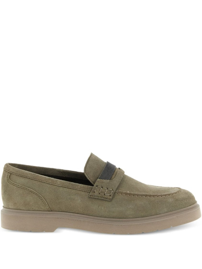 Brunello Cucinelli Suede Loafers With Decorative Strap