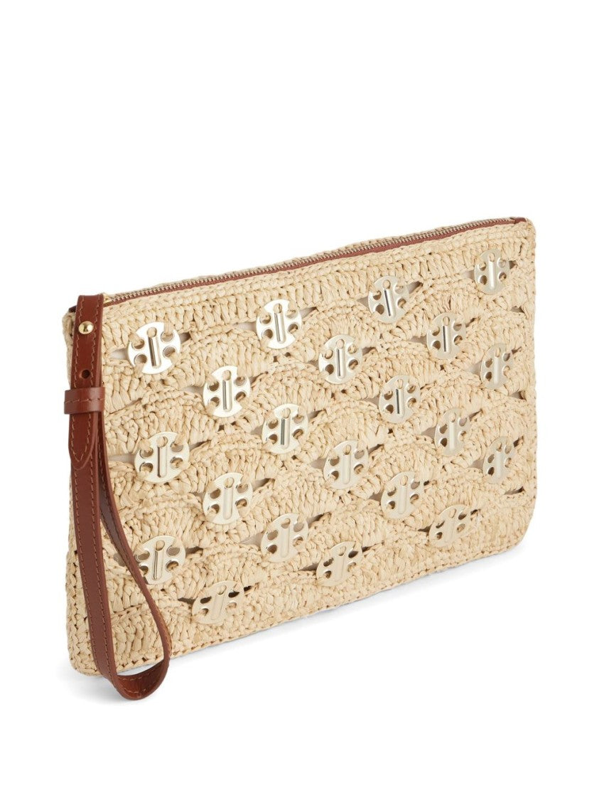 Rabanne Beige Leather Clutch With Cotton Lining