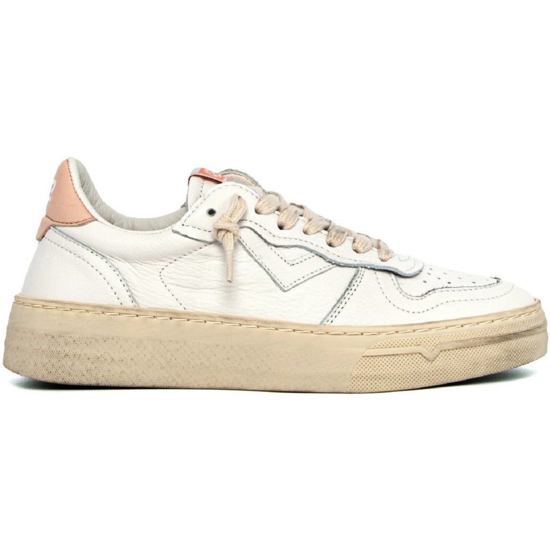 4B12 White Leather Platform Sneakers