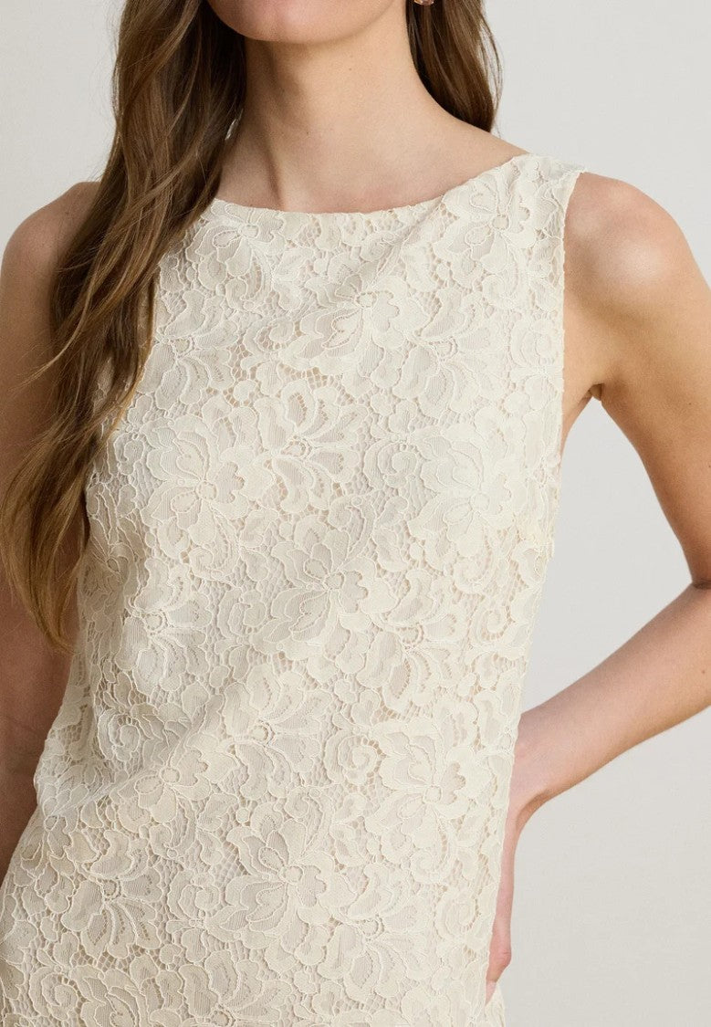 Lauren Ralph Lauren Sleeveless Floral Lace V-Back Dress