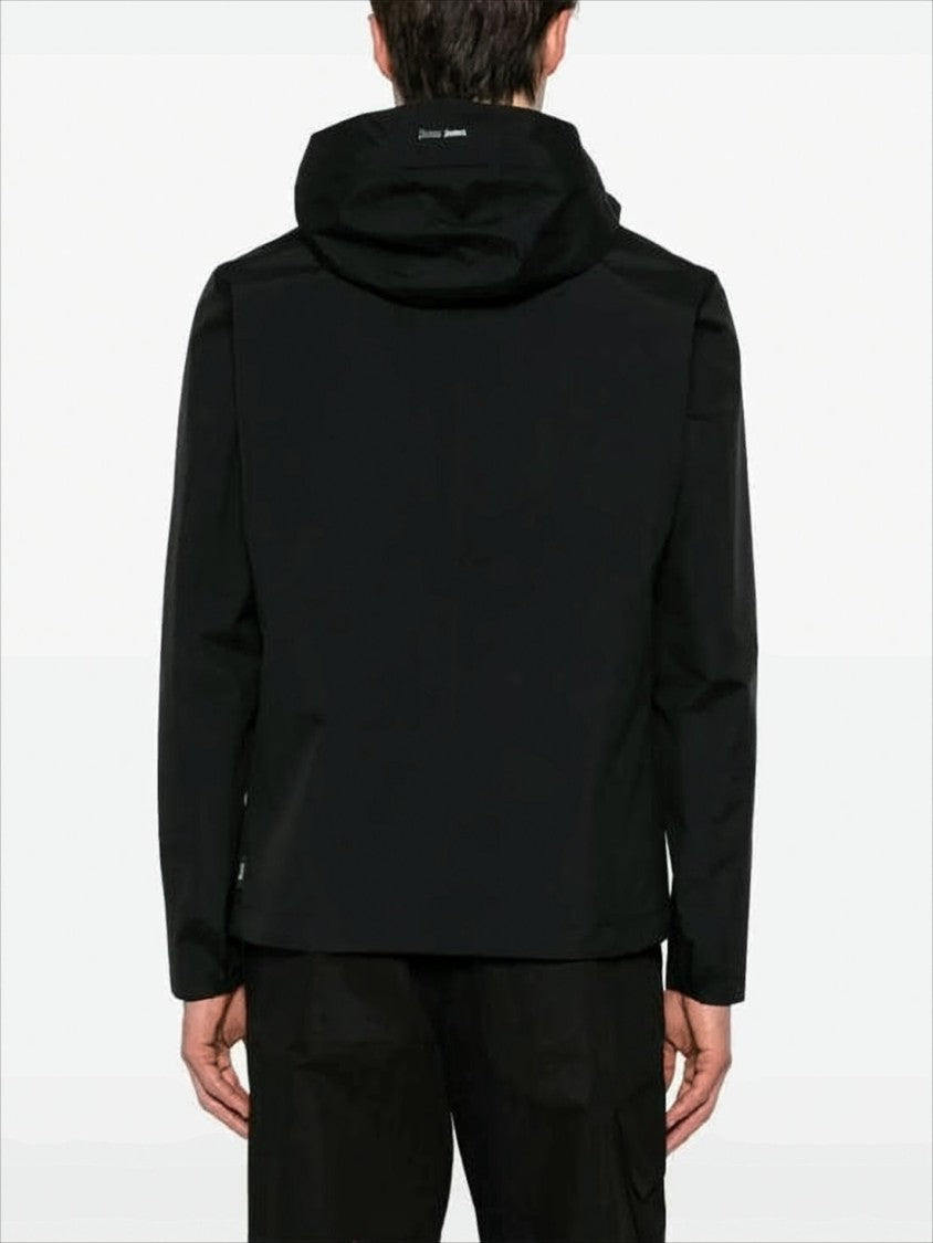 Herno Minimalist Black Jacket With Full Zip Closure