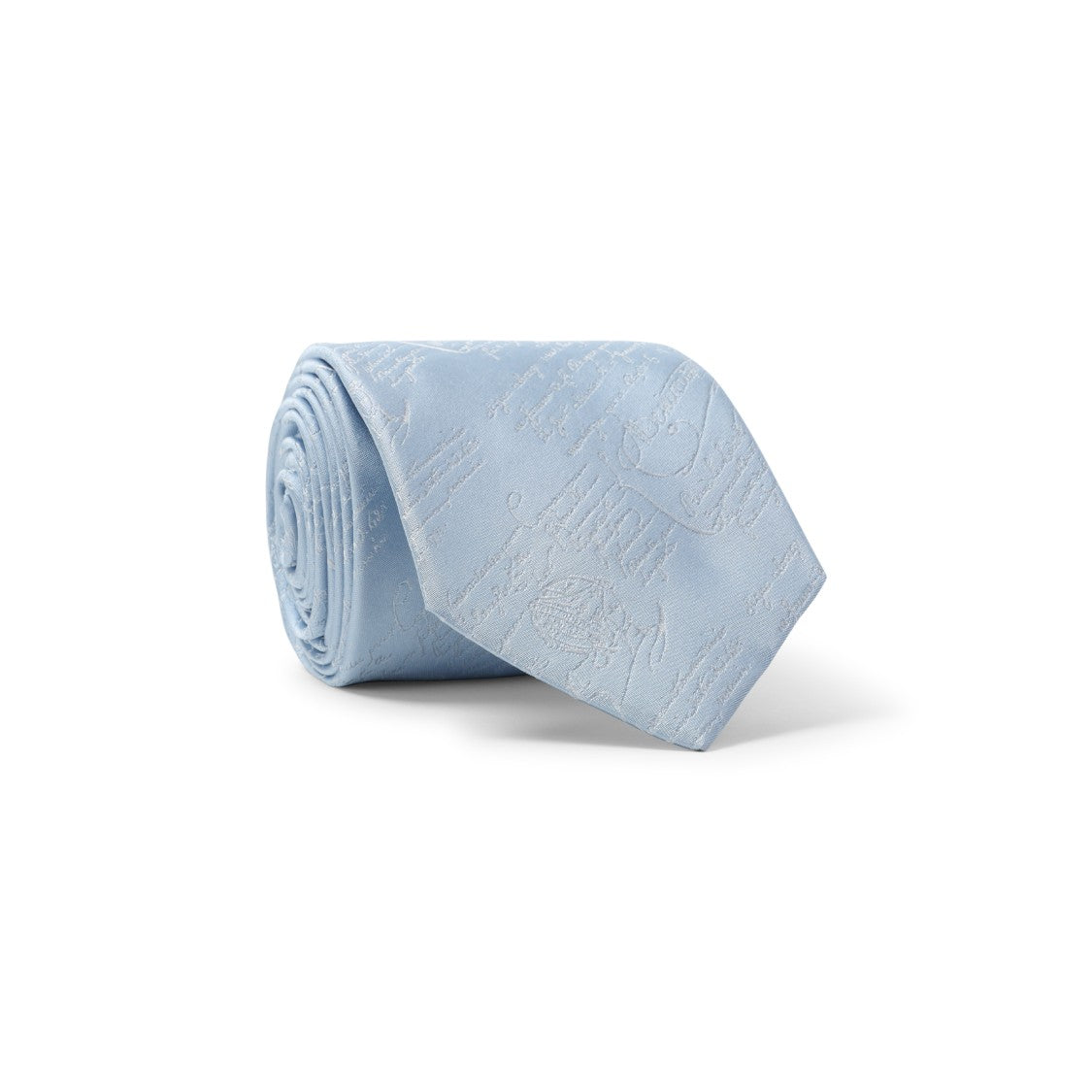 Berluti Scritto Jacquard Light Blue Silk Tie