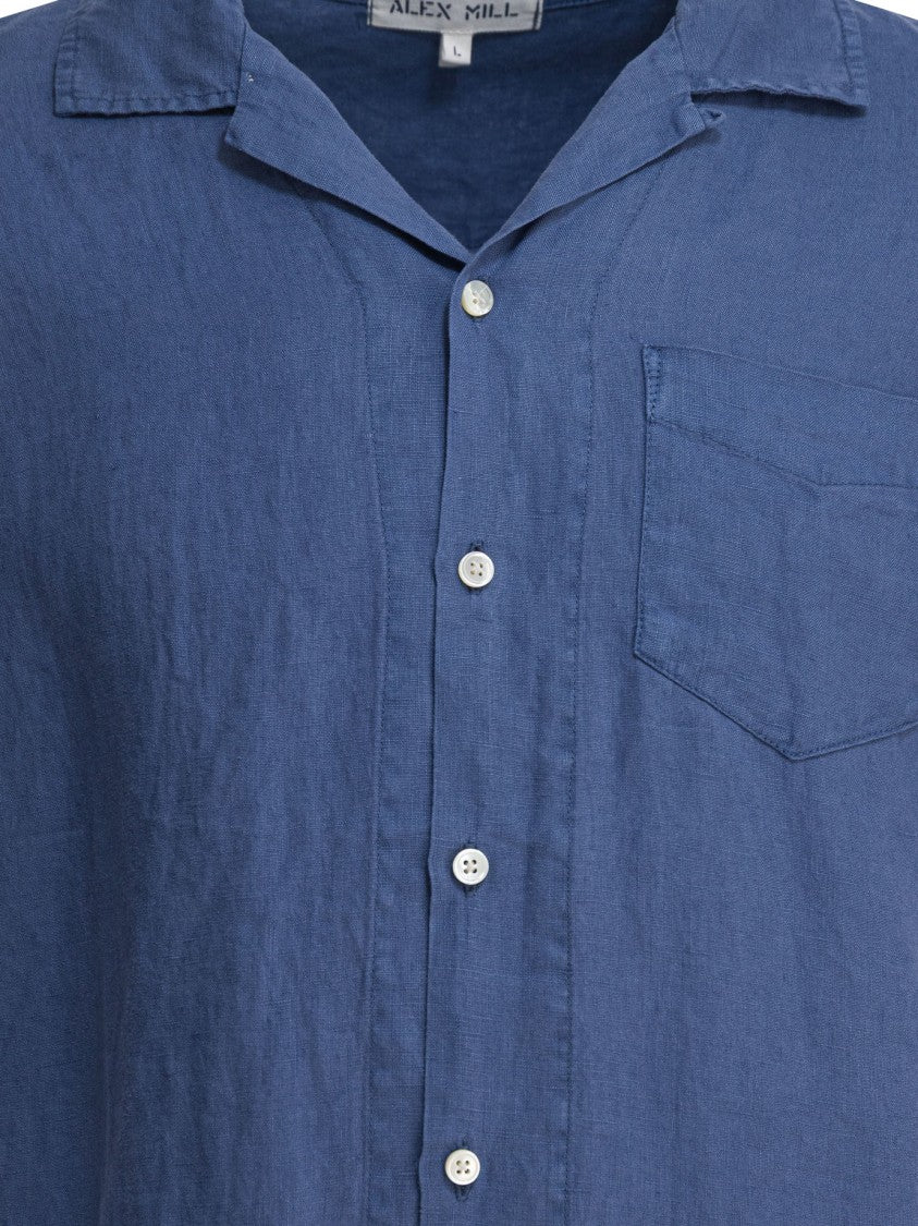 Alex Mill Light Blue Linen Camp Shirt With Relaxed Fit