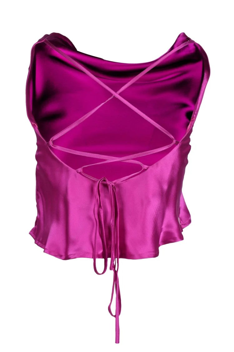 L Autre Chose Fuchsia Silk Top