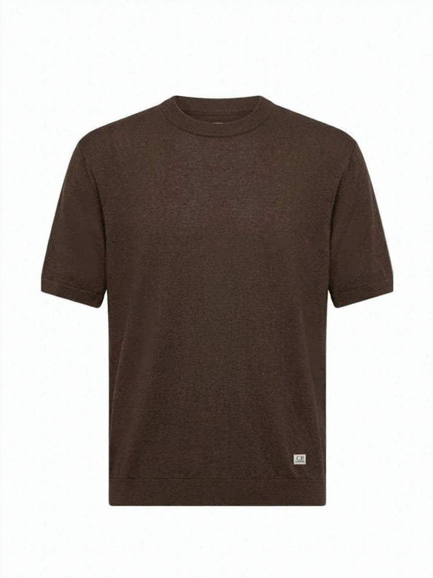 C.P. Company Short-Sleeved Linen Sweater With Crew Neckline And Boxy Fit