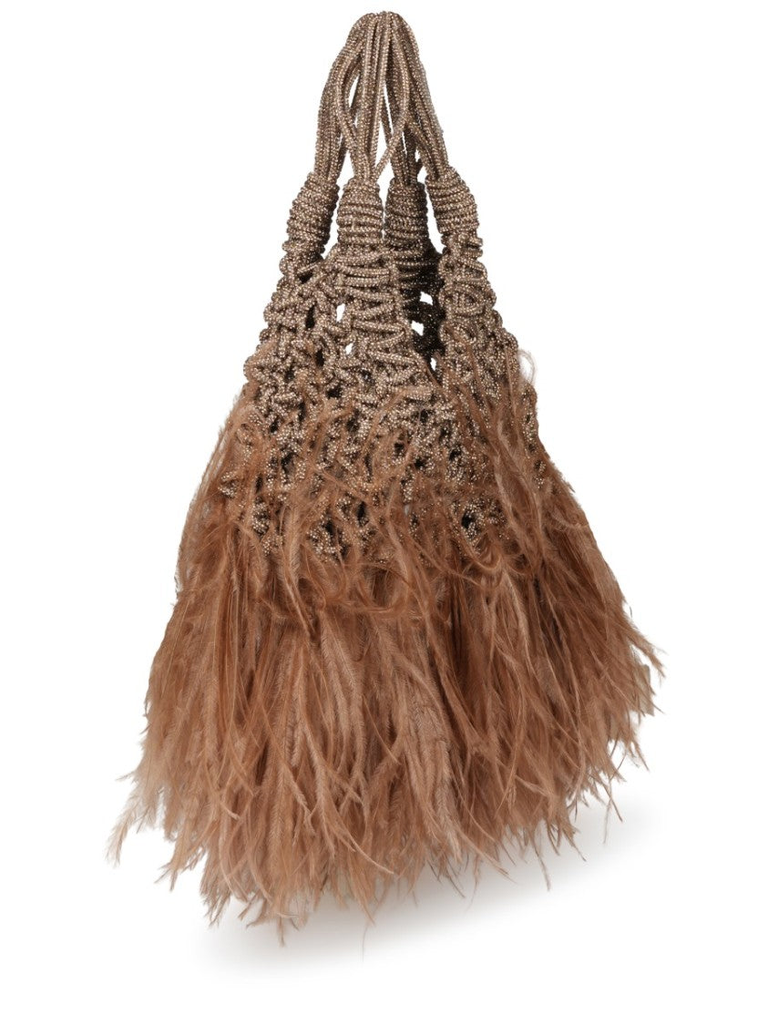 Hibourama Openwork Resin And Ostrich Feather Tote Bag