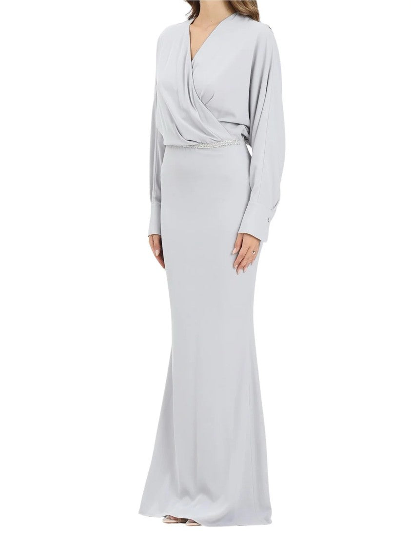 Alma Sanchez Long Dress With Batwing Sleeves And Back Slit