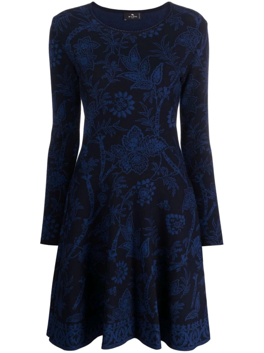 Etro Floral Midi Dress With Fitted Bodice