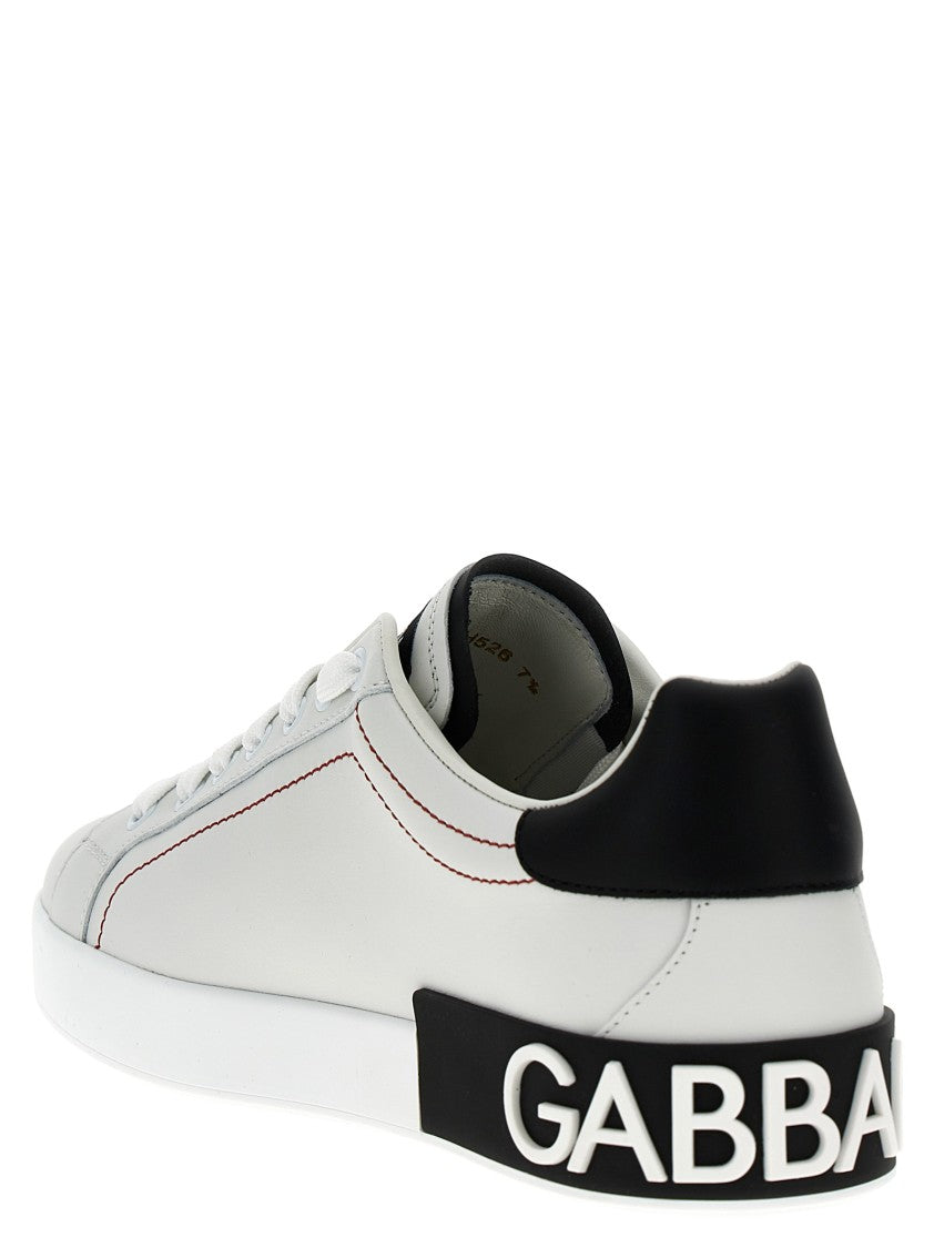 Dolce & Gabbana Portofino Leather Sneakers With Contrasting Details