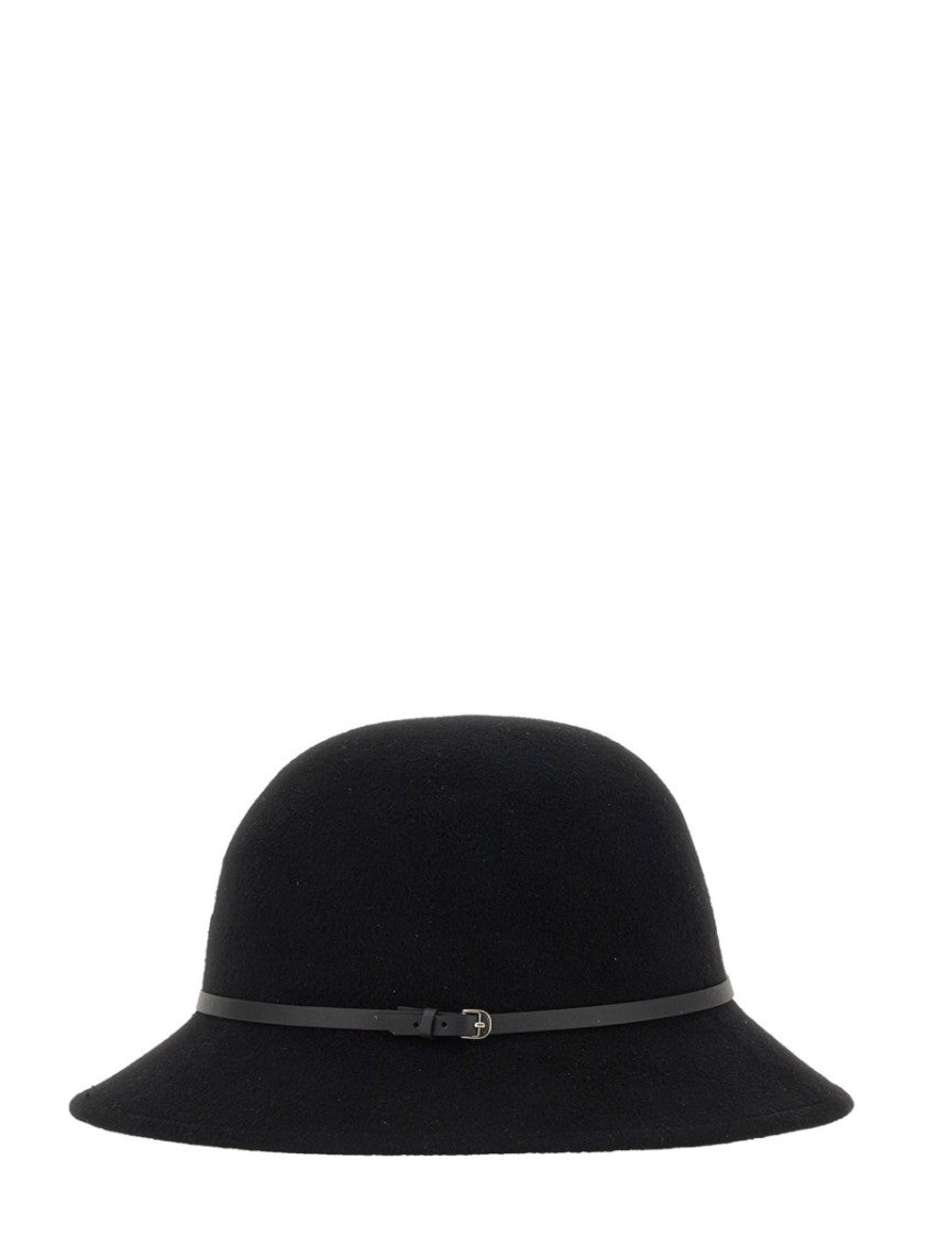 Helen Kaminski Wool Bucket Hat With Leather Trim