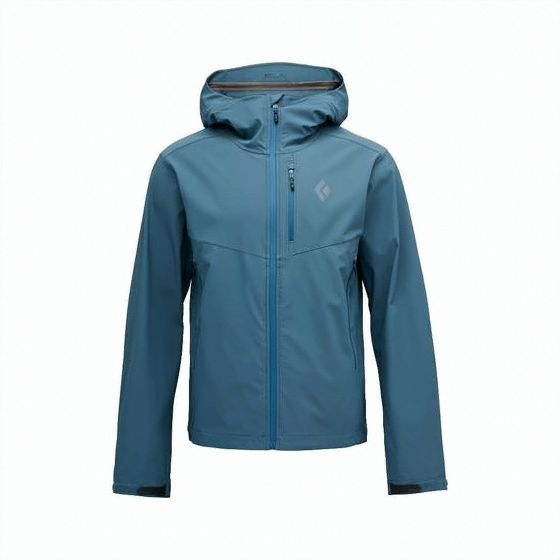 Black Diamond Hooded Blue Jacket With Fitted Silhouette