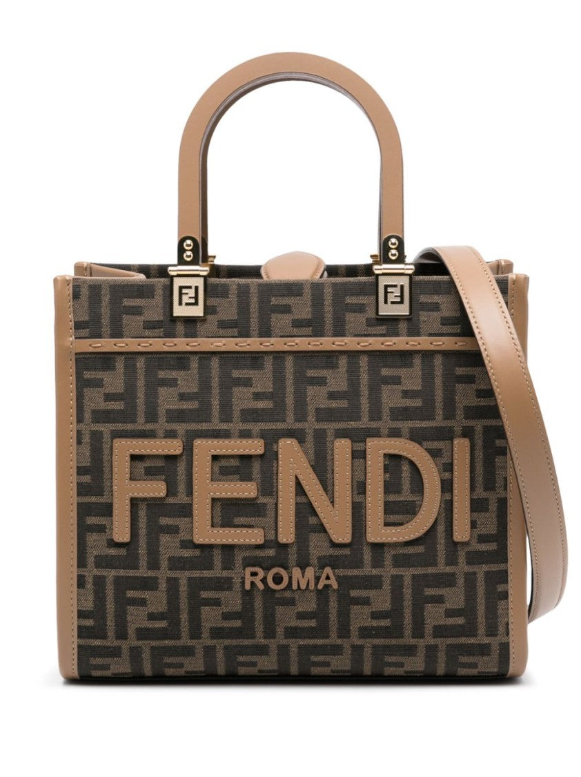 Fendi Structured Monogram Tote Bag With Gold-Tone Accents