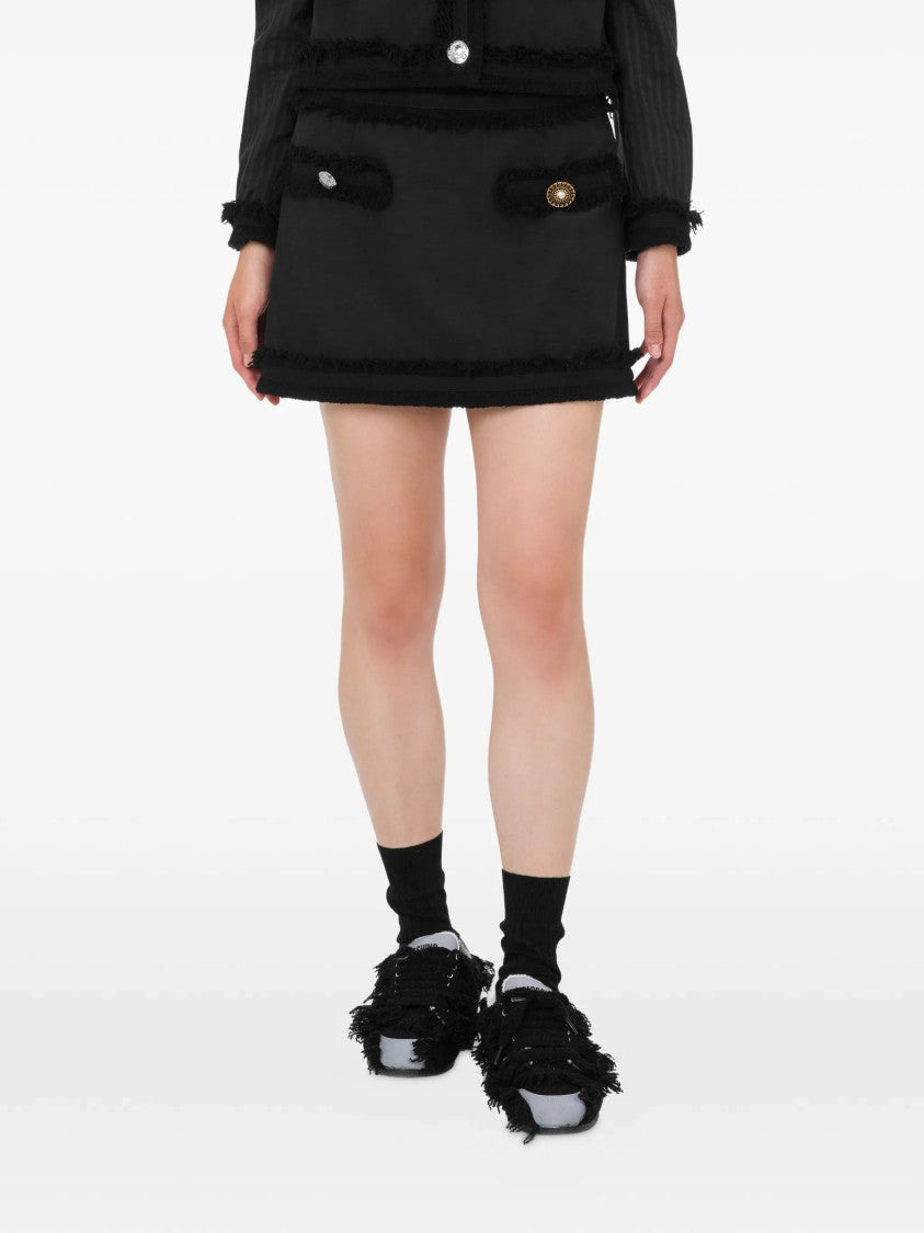 Moschino Boucle Wool Mini Skirt With Fringed Hem